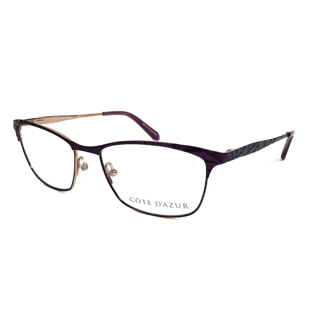 Cote D'Azur Eyeglasses Frames CDA-267 C2 Purple Rose Gold Cat Eye 50-16-135